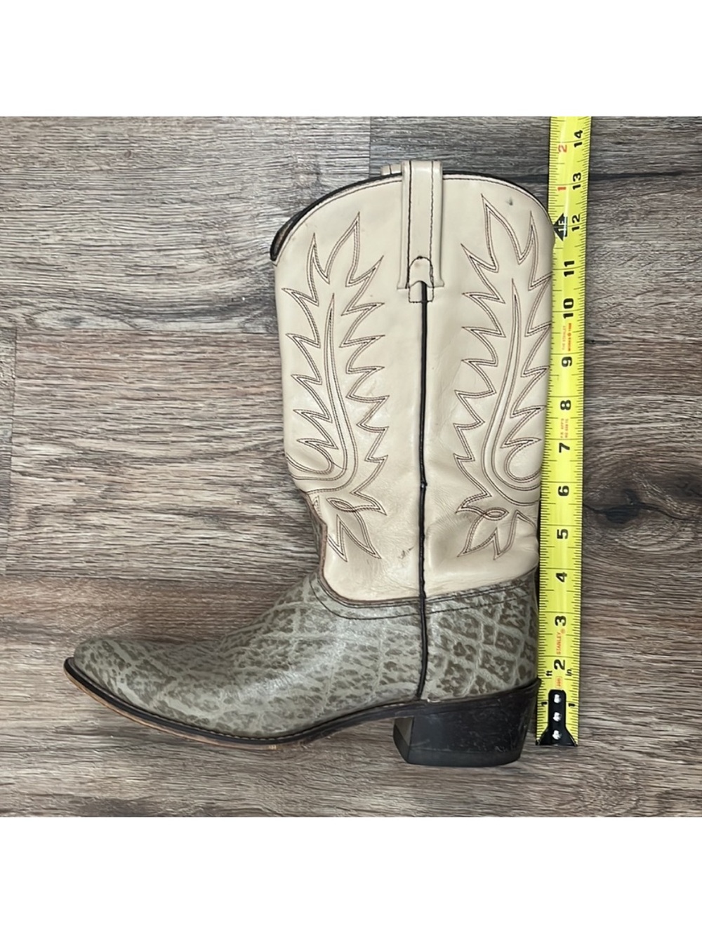Vintage Acme Two-Tone Western Cowboy Boots - Gray Size 6.5 - Picture 5 of 9